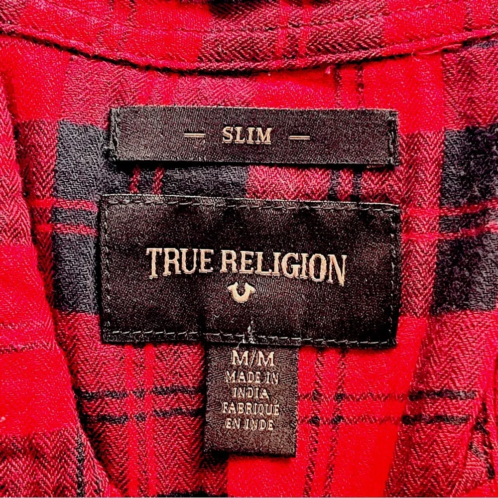 True Religion mens long sleeve button up casual shirt medium
